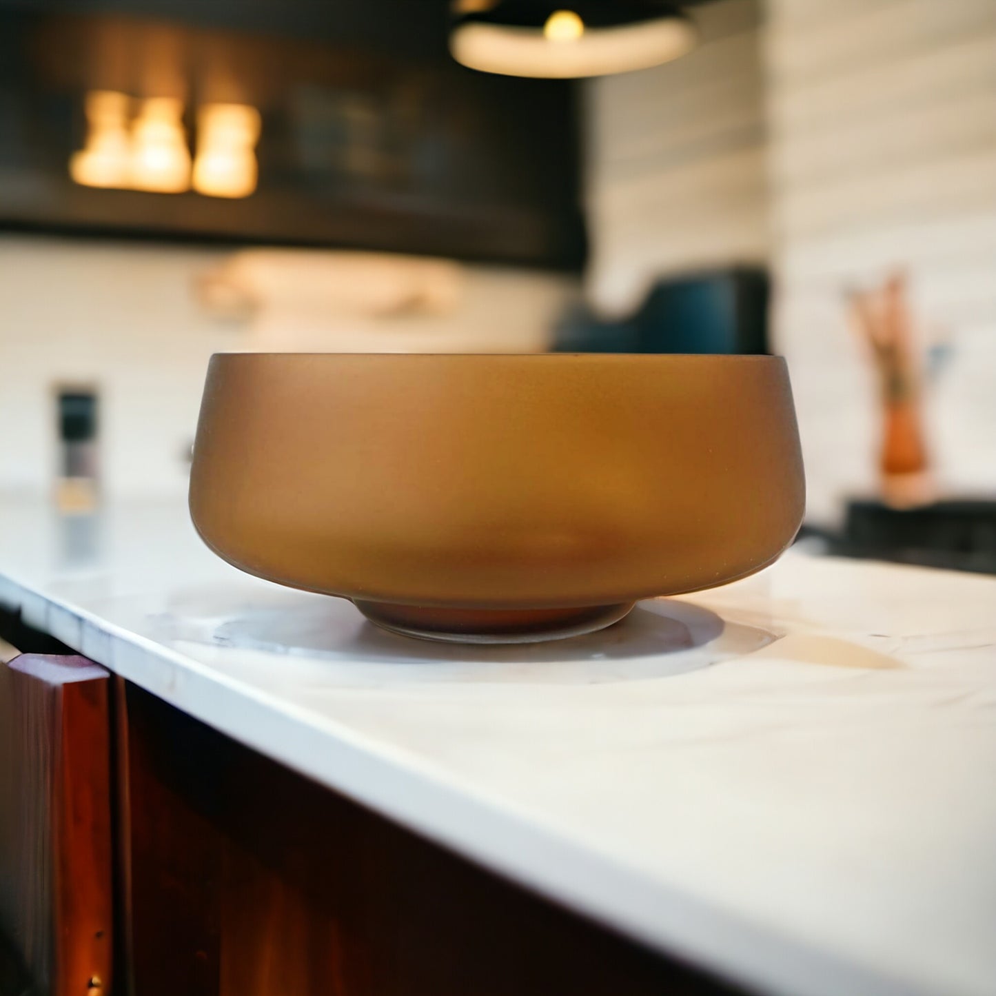 Frosted Amber Centerpiece Bowl