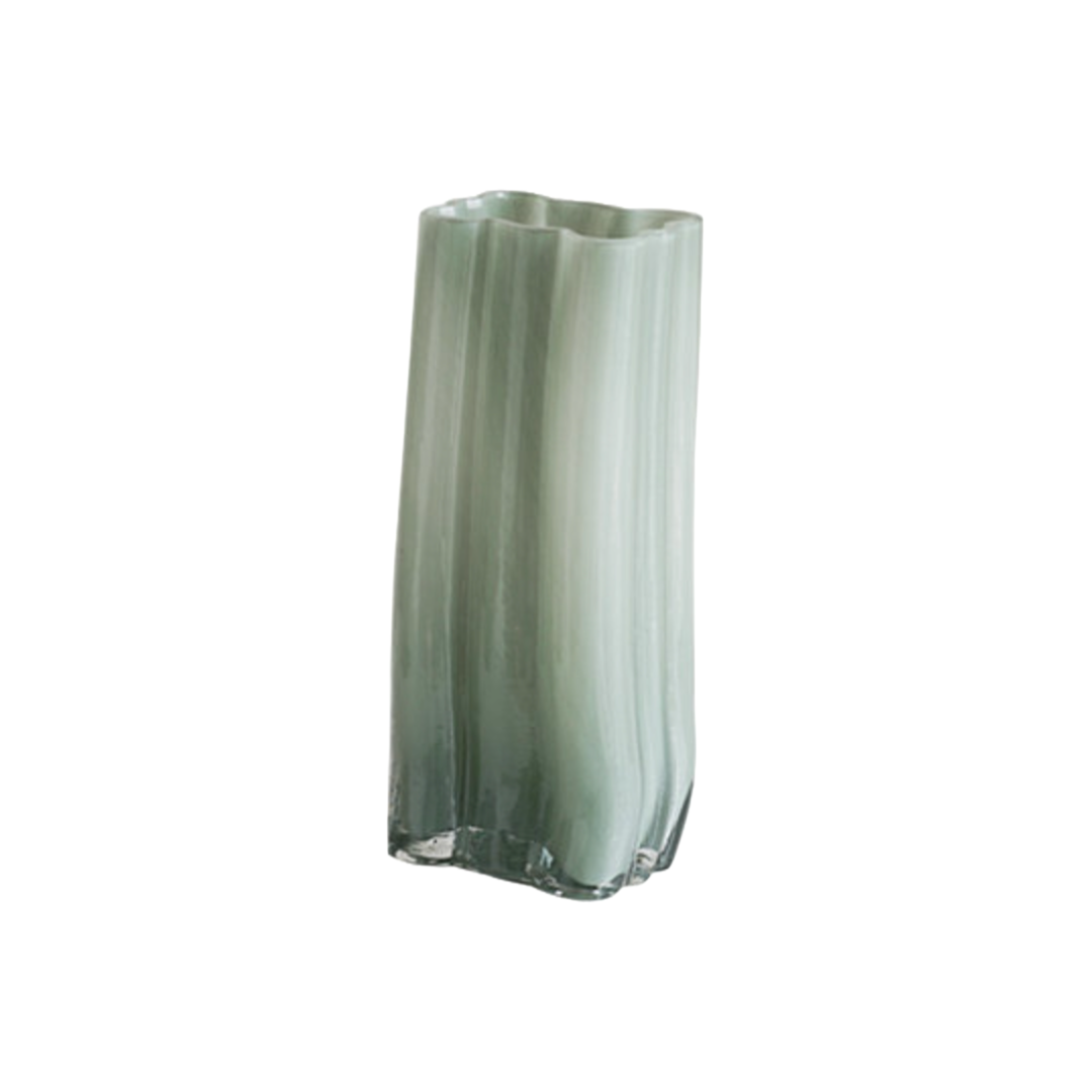 Teal Sculptured Glass Vase Tall