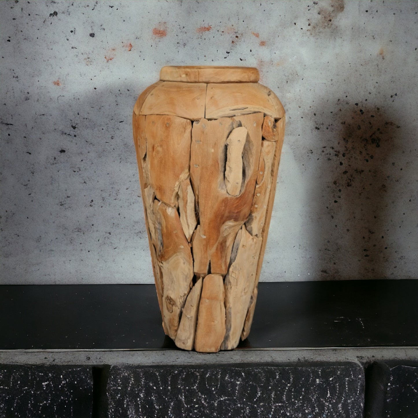 Wooden Teak Vase L