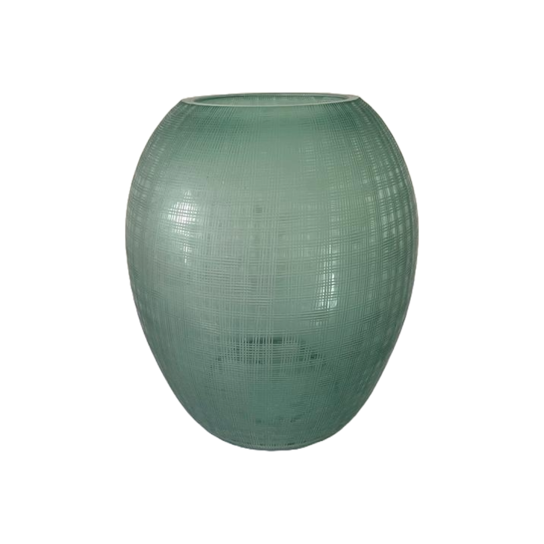 Teal Lined Glass Vase