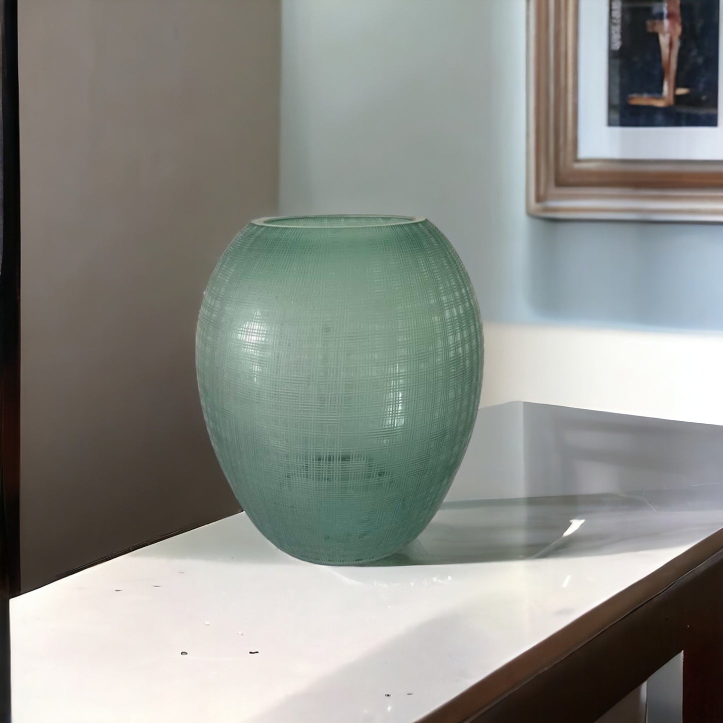 Teal Lined Glass Vase